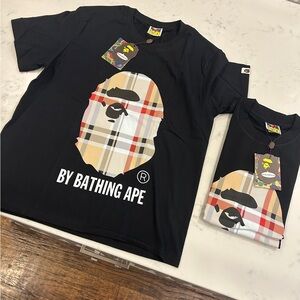 Bape black burberry t shirt